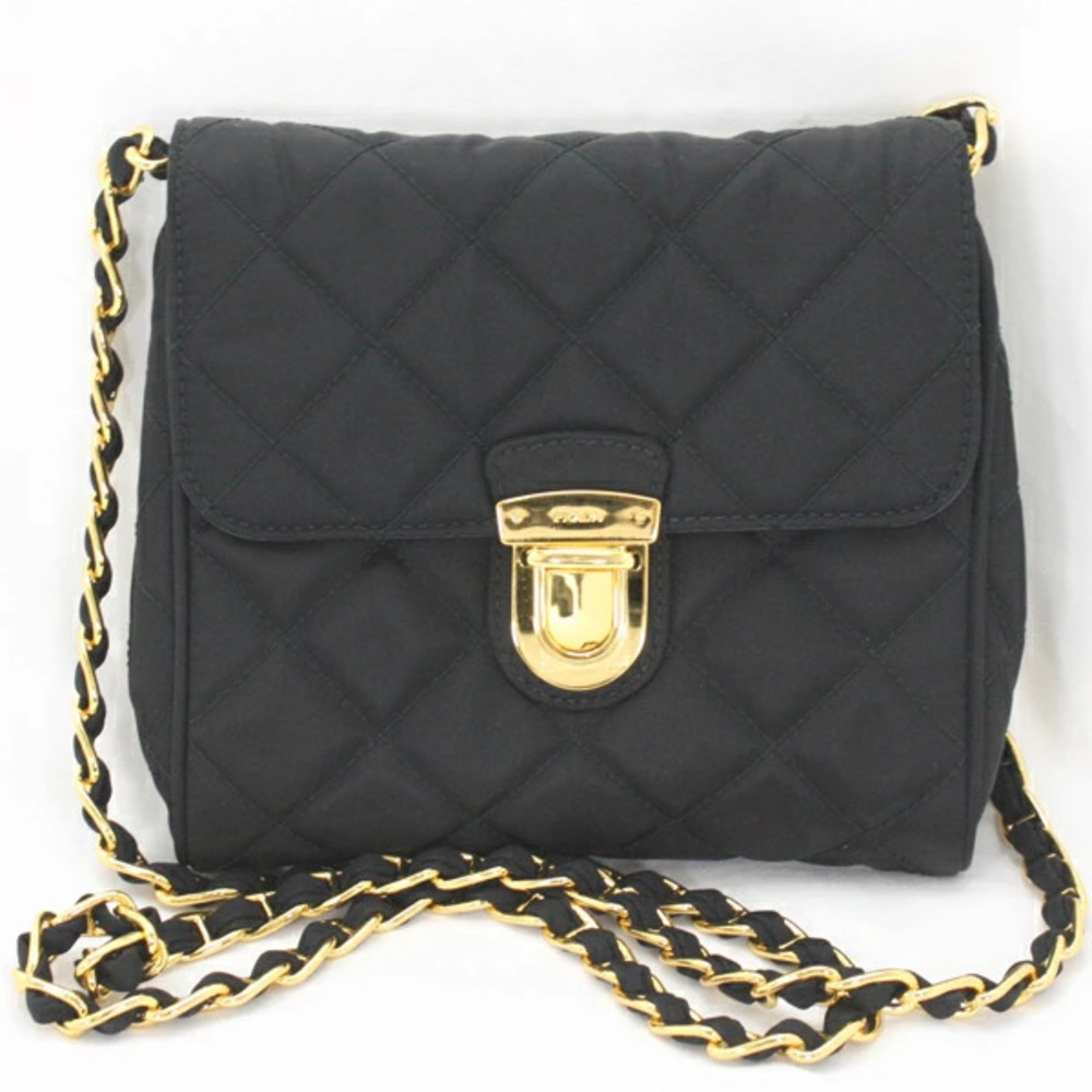 Prada chain shoulder bag black quilted Matelass